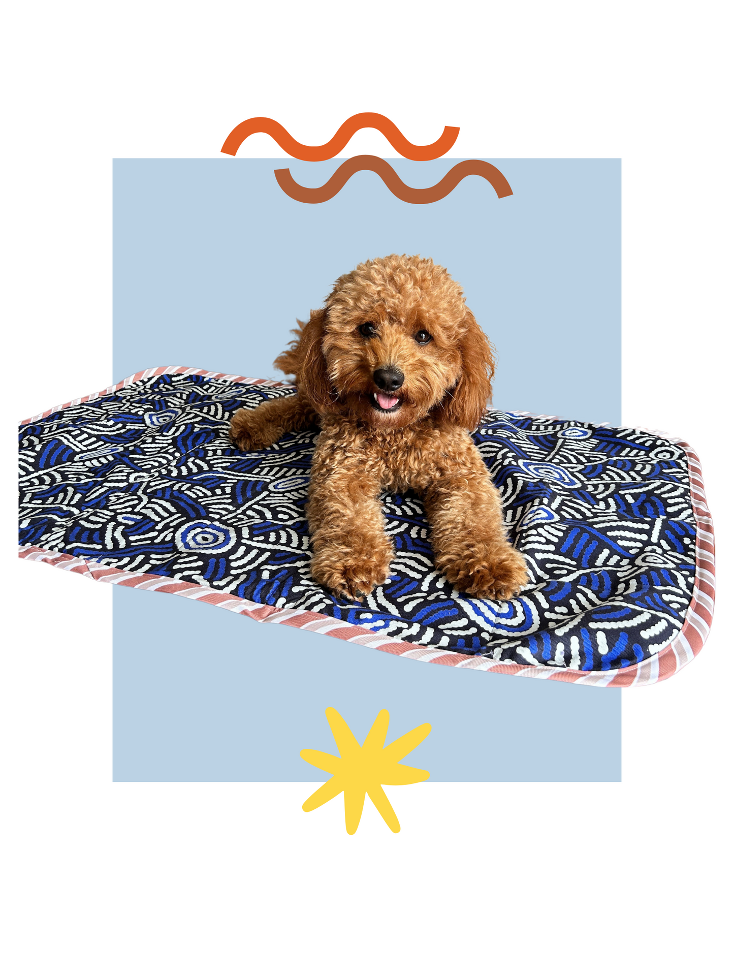 Dog Settle Mat - Sapphire Rockpool/ Clay Stripe