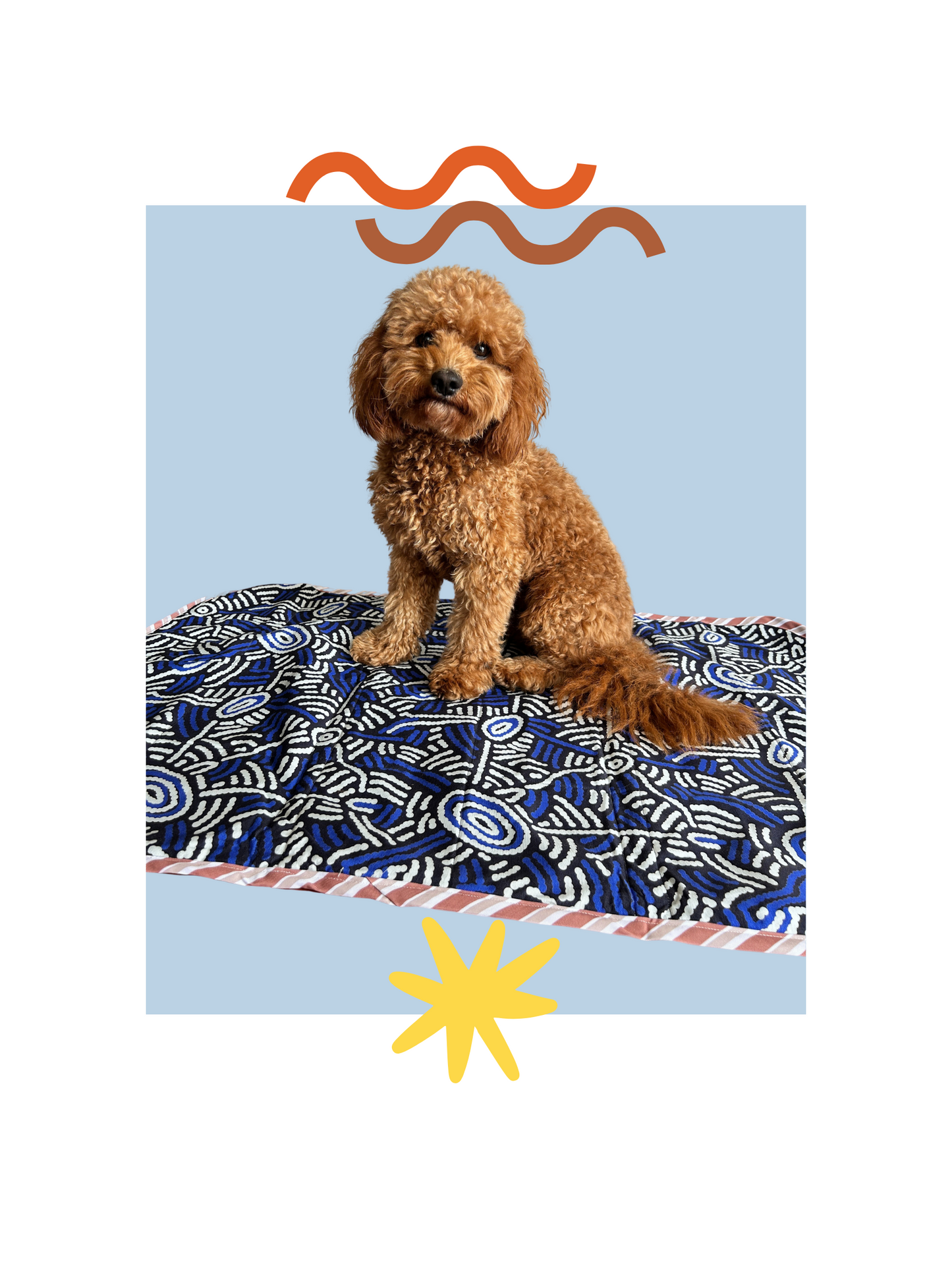 Dog Settle Mat - Sapphire Rockpool/ Clay Stripe